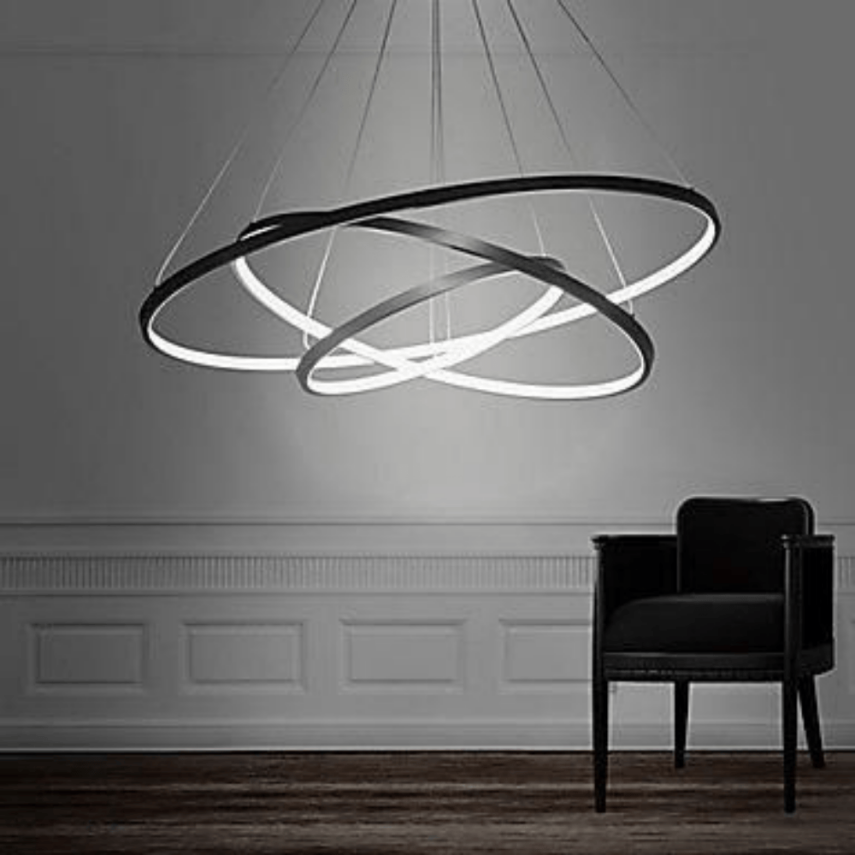YUVARLAK SATURN MODERN SİYAH KASA SARKIT LED AYDINLATMA ARMATÜR - 2